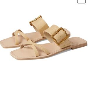 Dolce Vita Lowyn Natural Raffia Slip on Sandals Sz 8